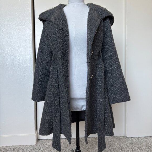 Modcloth Au Fond Once Upon a Thyme Hooded Coat Gray - Picture 4 of 8